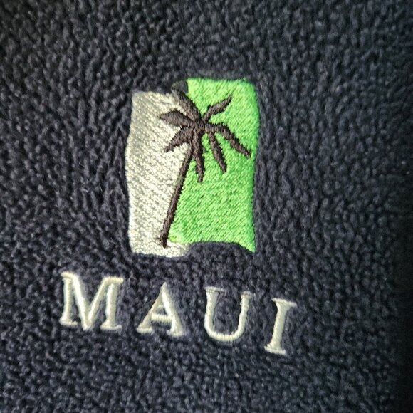 Polar Graphic Vtg Blue Embroidered Maui Hawaii 1/4 Zip Pullover Fleece USA Made - Picture 5 of 14